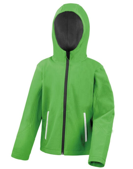 Result Core Junior Hooded Softshell Jkt - Vivid Green/Black