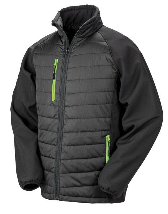 Result Recycled Result Black Compass Softshell Jacket - Black/Lime Green