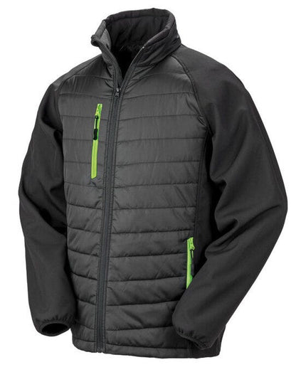 Result Recycled Result Black Compass Softshell Jacket - Black/Lime Green