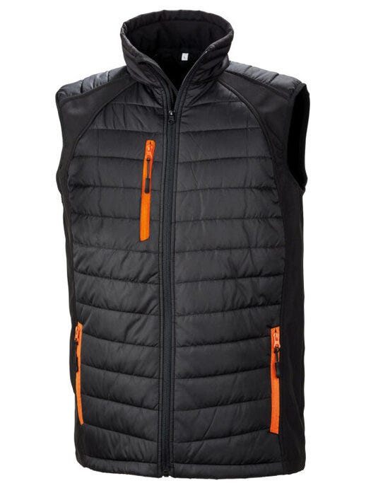 Result Recycled Result Black Compass Softshell Gilet - Black/Orange