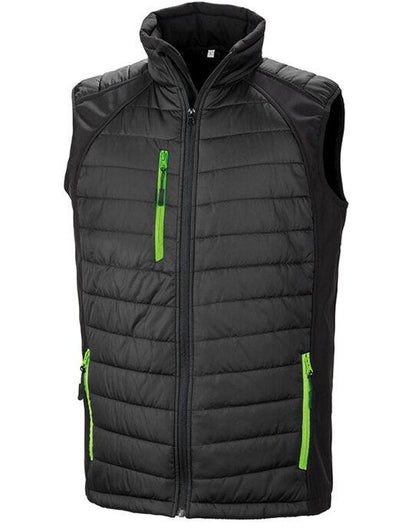 Result Recycled Result Black Compass Softshell Gilet - Black/Lime Green