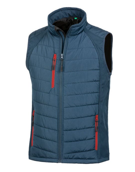 Result Recycled Result Black Compass Softshell Gilet - Navy/Red