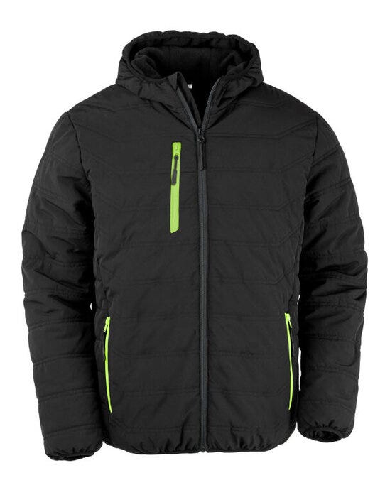 Result Recycled Result Black Compass Padded Winter Jkt - Black/Lime Green