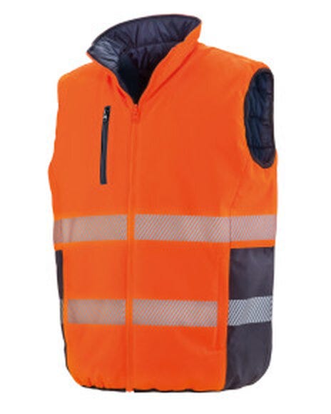 Result Safeguard Reversible Padded Gilet - Fluorescent Orange/Navy