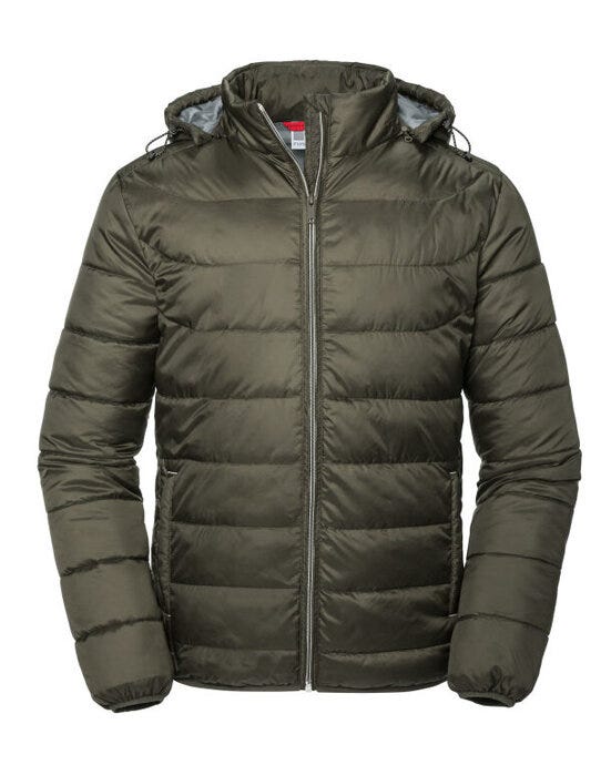 Russell Athletic Russell Mens Hooded Nano Jacket - Dark Olive