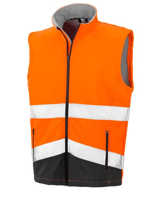 Result Safeguard Safety Softshell Gilet - Fluorescent Orange/Black