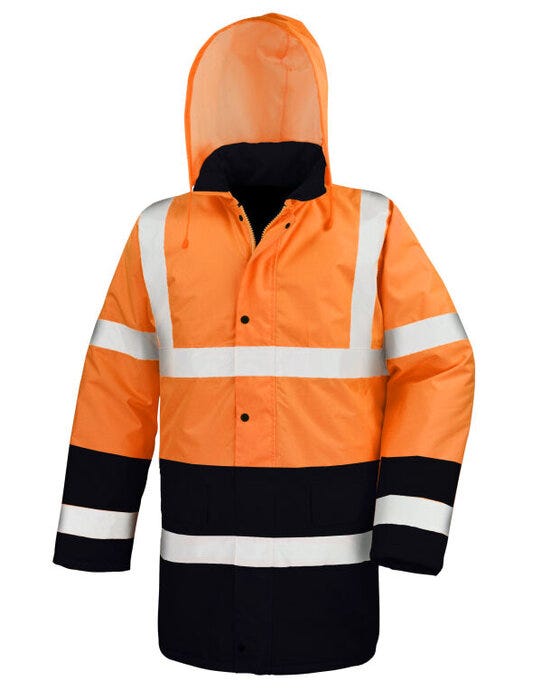 Result Safeguard Moterway 2-Tone Coat - Fluorescent Orange/Black