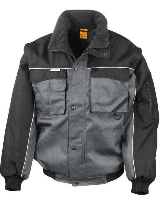 Result Work-Guard Result Workguard Zip Sleeve Pilot Jacket - Grey/Black