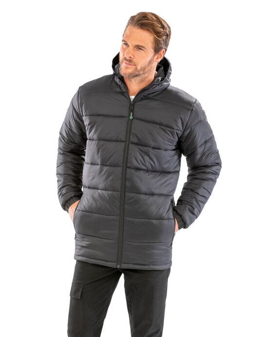 Result Recycled Hooded Padded Parka - Black