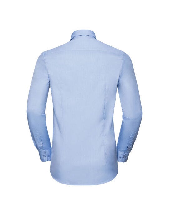 Russell Athletic Collection Russell Mens L/S Contrast H'Bone Shirt - Light Blue/Mid Blue/Bright Navy