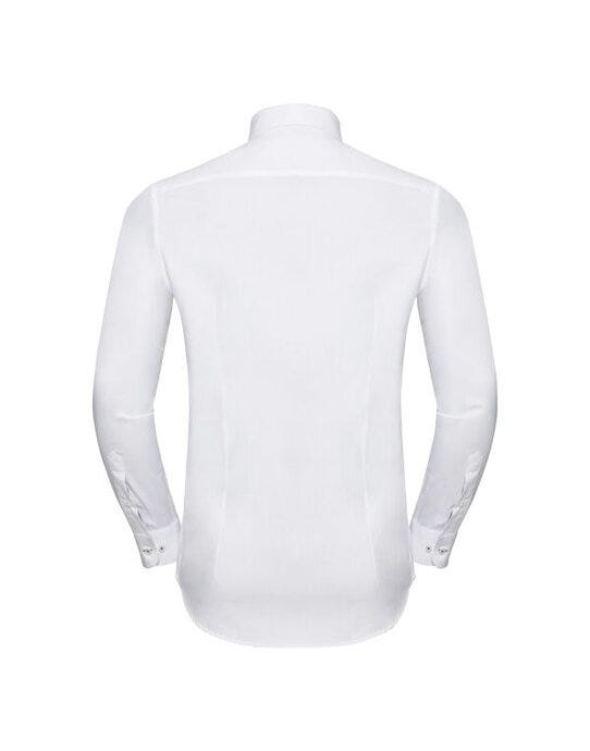 Russell Athletic Collection Russell Mens L/S Contrast H'Bone Shirt - White/Silver/Convoy Grey