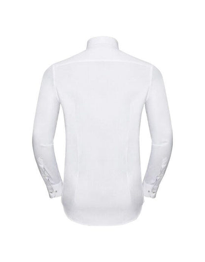 Russell Athletic Collection Russell Mens L/S Contrast H'Bone Shirt - White/Silver/Convoy Grey