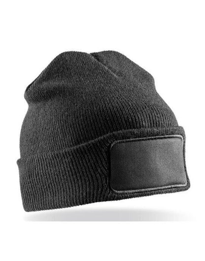 Result Recycled Dble Knit Printer Beanie - Black