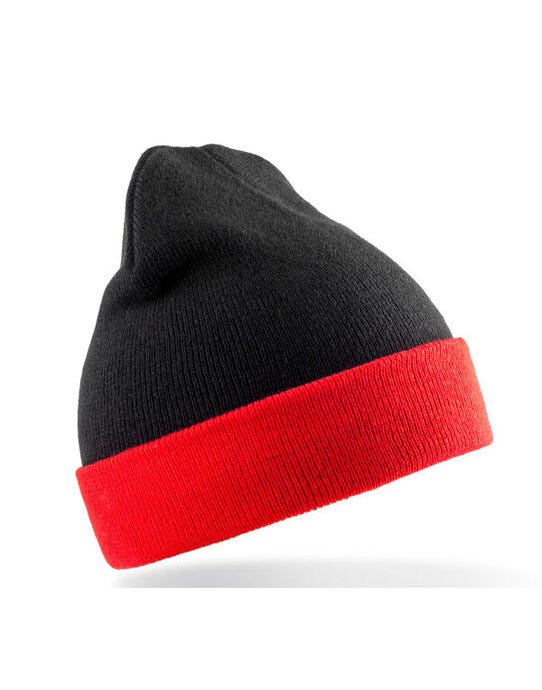 Result Recycled Black Compass Beanie - Black/Red