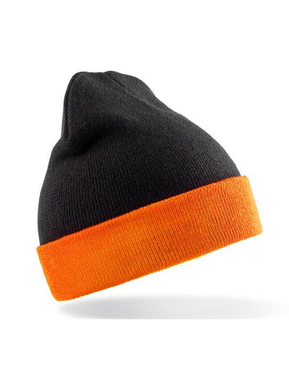 Result Recycled Black Compass Beanie - Black/Orange