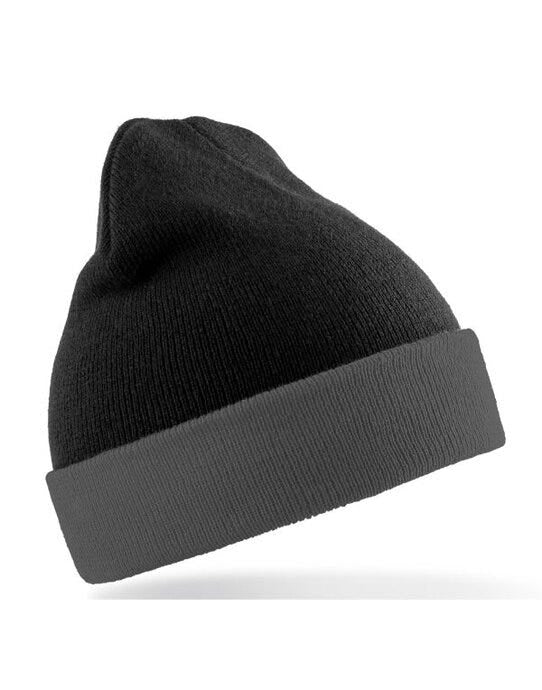 Result Recycled Black Compass Beanie - Black/ Grey