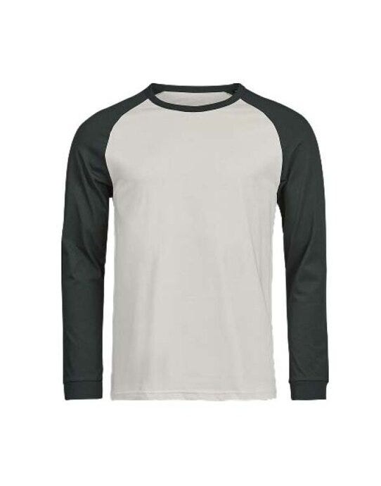 Tee Jays Unlabeled Baseball Tee - Cement/Dark Green