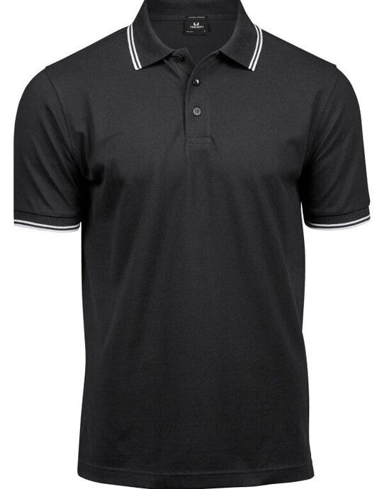 Tee Jays Mens Luxury Stripe Stretch Polo - Black/White
