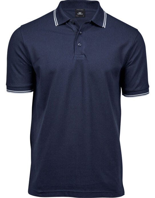 Tee Jays Mens Luxury Stripe Stretch Polo - Navy/White
