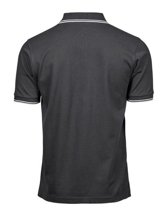 Tee Jays Mens Luxury Stripe Stretch Polo - Dark Grey/White