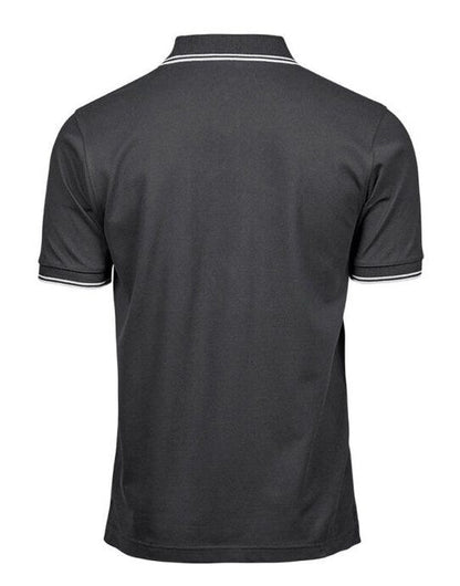 Tee Jays Mens Luxury Stripe Stretch Polo - Dark Grey/White