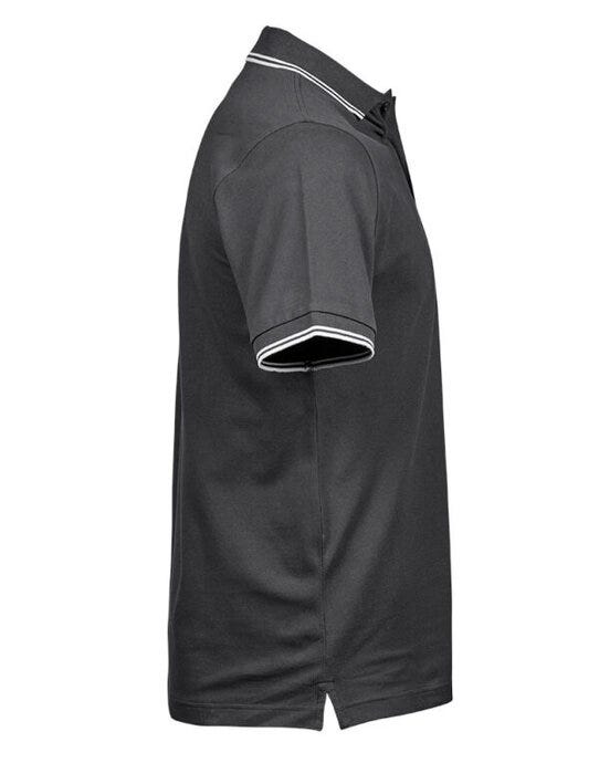Tee Jays Mens Luxury Stripe Stretch Polo - Dark Grey/White