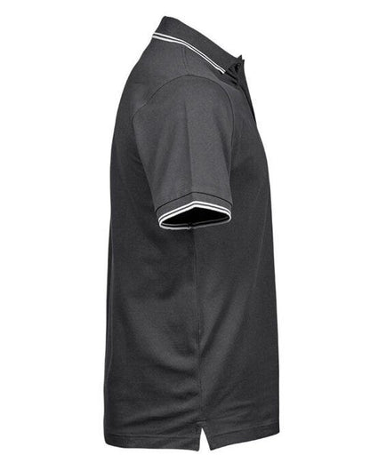 Tee Jays Mens Luxury Stripe Stretch Polo - Dark Grey/White