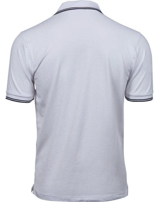 Tee Jays Mens Luxury Stripe Stretch Polo - White/Navy