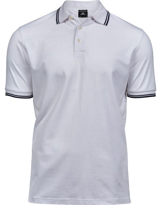Tee Jays Mens Luxury Stripe Stretch Polo - White/Navy
