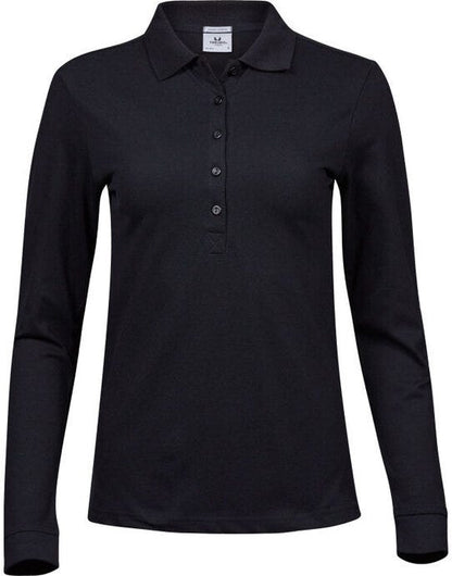 Tee Jays Ladies Luxury L/S Stretch Polo - Black