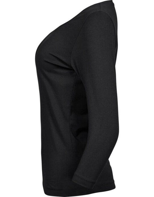 Tee Jays Ladies 3/4 Sleeve Stretch Tee - Black