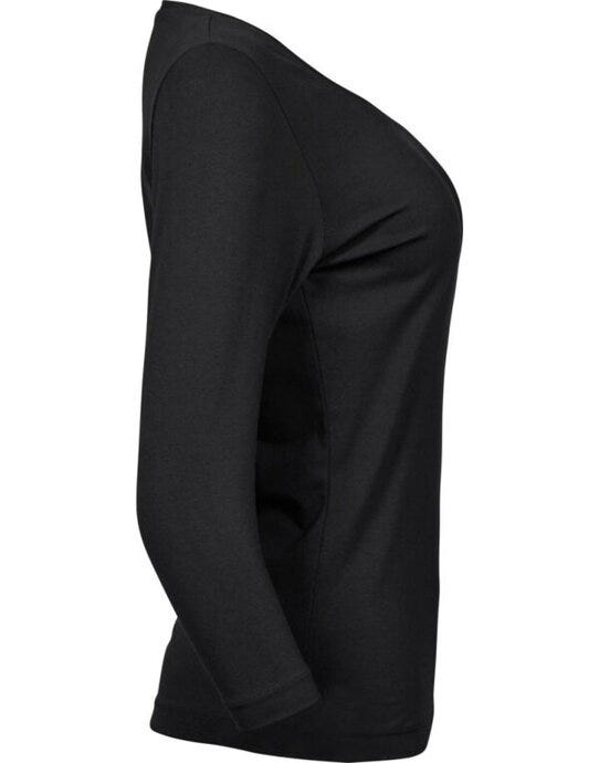 Tee Jays Ladies 3/4 Sleeve Stretch Tee - Black