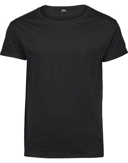 Tee Jays Mens Roll Up Sleeve Tee - Black