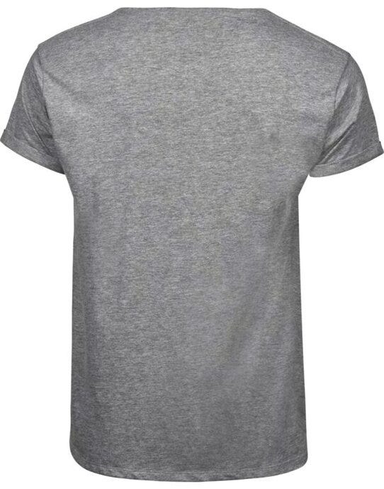 Tee Jays Mens Roll Up Sleeve Tee - Heather Grey