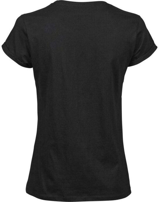 Tee Jays Ladies Roll Up Sleeve Tee - Black