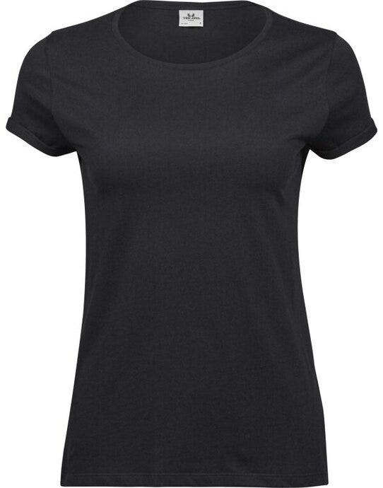 Tee Jays Ladies Roll Up Sleeve Tee - Black