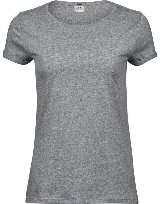 Tee Jays Ladies Roll Up Sleeve Tee - Heather Grey