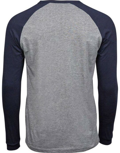 Tee Jays Mens Baseball Tee - Heather Grey/Navy