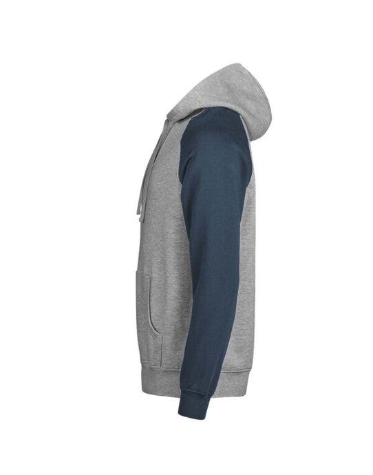 Tee Jays Unlabeled Two-Tone Hooded Sweat - Heather Grey/Ink