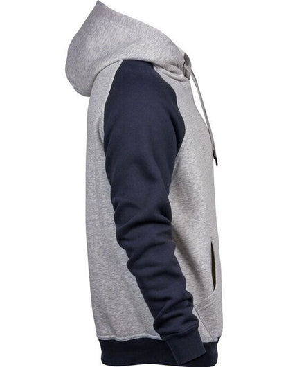 Tee Jays Mens Two-Tone Hooded Sweat - Heather Navy