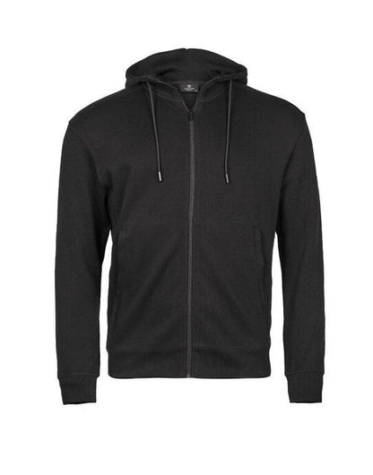 Tee Jays Ribbed Interlock Hood Full Zip - Black