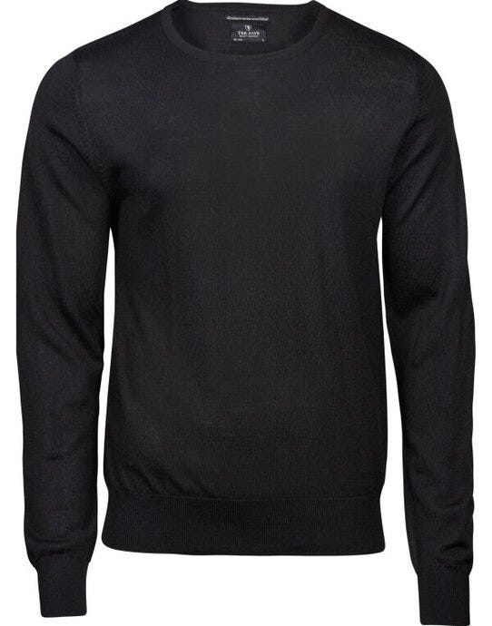 Tee Jays Mens Crew Neck Knitted Sweater - Black