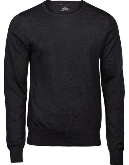 Tee Jays Mens Crew Neck Knitted Sweater - Black