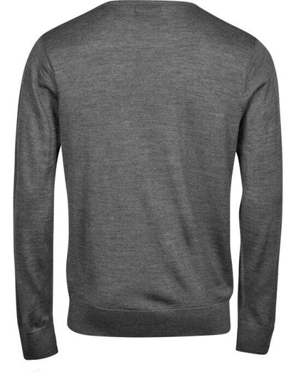 Tee Jays Mens Crew Neck Knitted Sweater - Grey Melange