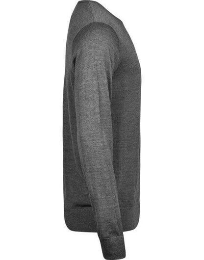 Tee Jays Mens Crew Neck Knitted Sweater - Grey Melange