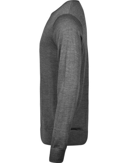 Tee Jays Mens Crew Neck Knitted Sweater - Grey Melange