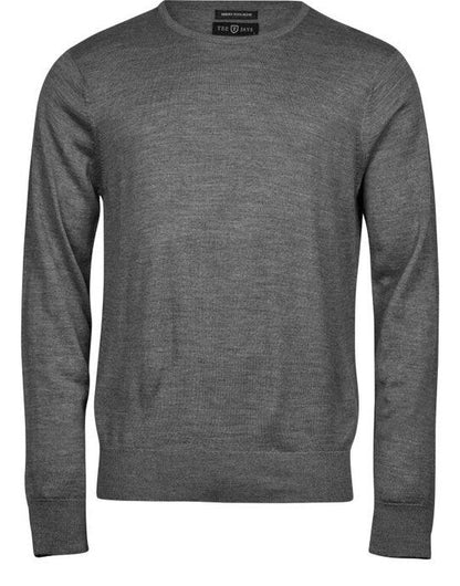 Tee Jays Mens Crew Neck Knitted Sweater - Grey Melange