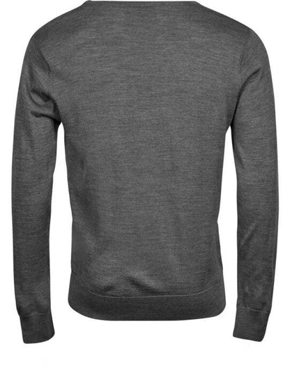 Tee Jays Mens V Neck Knitted Sweater - Grey Melange