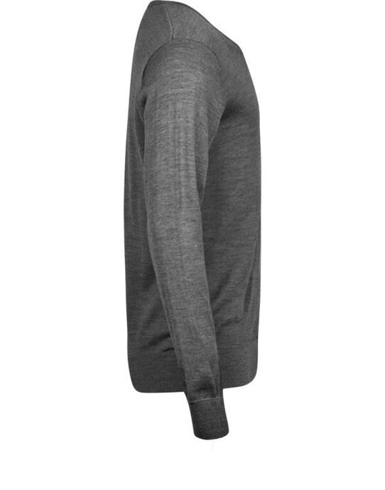 Tee Jays Mens V Neck Knitted Sweater - Grey Melange