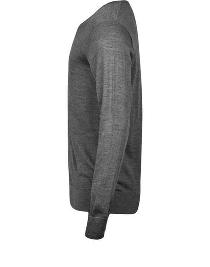 Tee Jays Mens V Neck Knitted Sweater - Grey Melange